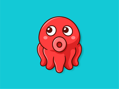 Cute Octopus Mascot animal cartoon character cute emoji flat funny graphic design icon illustration kawaii logo mascot minimal octopus outline pictorial red sea vector