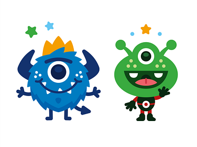 Monster & Alien Mascot alien cartoon character children children book illustration colorful creative cute flat funny graphic design happy illustration kids kindergarten logo mascot monster sweet vector