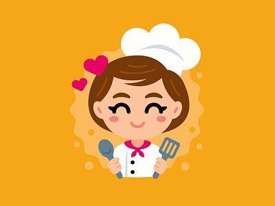 Chef Avatar Girl Mascot avatar cartoon character chef cooking cute flat food funny girl icon illustration kawaii logo love mascot restaurant sticker sweet vector