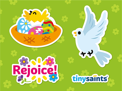 Easter Stickers for TinySaints animal bird cartoon children colorful cute dove easter easter egg hunt flat flowers funny graphic design illustration mascot nest spring sticker design stickers