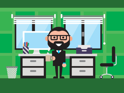 Beard Mascot - character for video beard business business man computer desk glasses hipster icon man mascot office workspace
