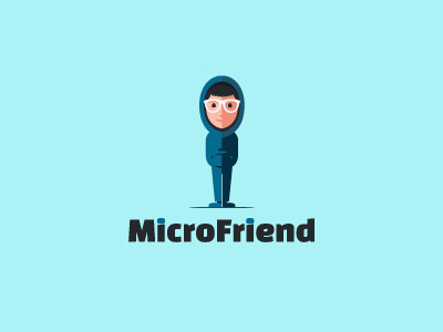 Microfriend cute flat friend friendly icon logo mark mascot micro smile sunglasses young