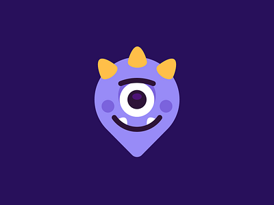 Pin Monster app cartoon character creative creature cute design flat funny graphic design icon illustration logo mascot minimal monster pin purple silly vector