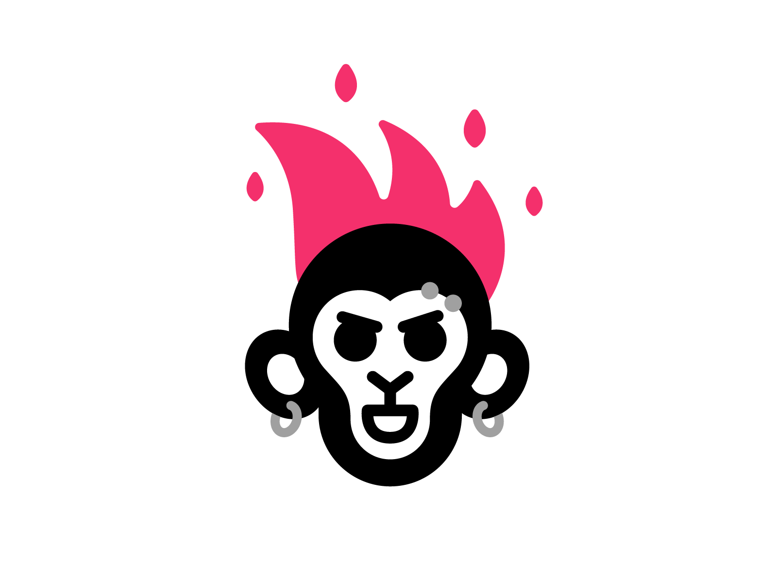Riot Monkey animal animation branding cartoon character creative flames flat funny gif graphic design illustration logo mascot minimal monkey motion graphics punk rebel vector