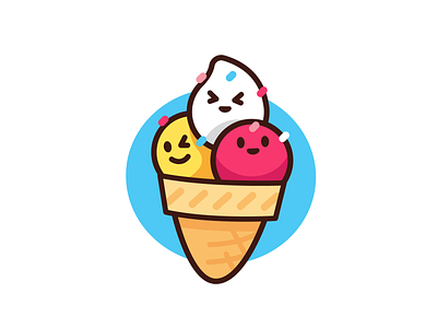 Cute Ice Cream mascot cartoon character children colorful cute flat friendly funny graphic design ice cream illustration kawaii kids logo mascot outline sweet tasty vector yummy
