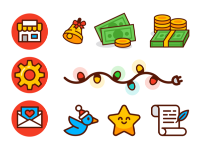 indie App Santa Icons app app elements application branding cartoon christmas creative flat funny graphic design icon icon design icon set icons illustration minimal money icon outline twitter ui