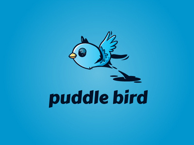 Puddle Bird animal bird blue fantasy fly illustration logo mark nature pond puddle tweet