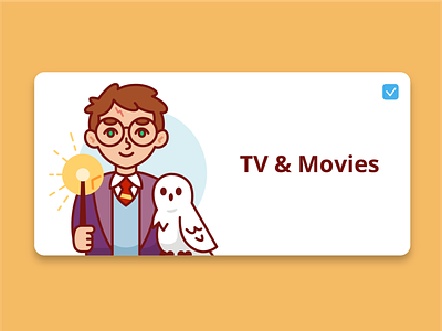 App Banner Illustration 3/5 TV & Movies app app banner application cartoon character cinema fantasy flat funny graphic design harry potter hero banner illustration magic mascot movie outline owl ui ui design