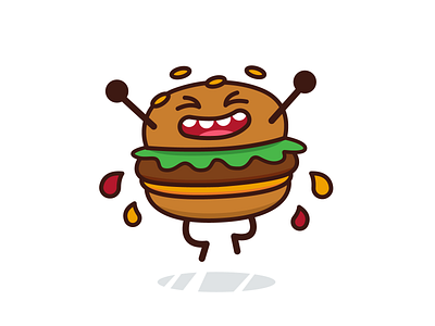 Happy Burger Logo Mascot adorable burger cartoon character digital fast food flat food friendly funny graphic design happy illustration logo mascot outline restaurant silly tasty yummy