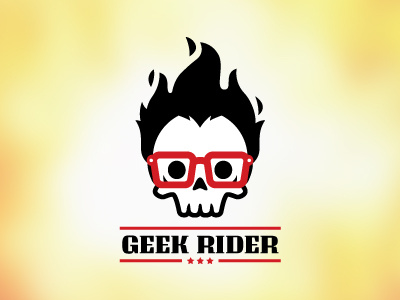 Geek Rider biker bone fire flame ghost grease grin logo rider scary skull spooky