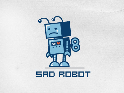 Sad Robot design heart illustration logo love outline logo robot sad toy vintage