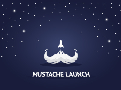 Mustache Launch astronaut concept creative fly launch logo minimal mustache rocket space stars technology