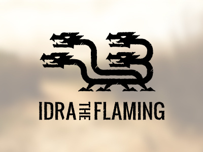 Idra The Flaming badge dragon idra logo monster mythological old school retro roughen viking vintage vintage logo