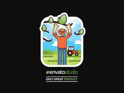 Envato Studio Challenge - Vote me :) challenge concept farm farmer green illustration landscape outline logo sticker t shirt tractor
