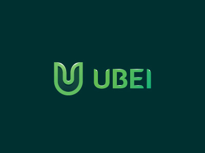 Ubei app logo creative font gradient green illustration lights logo mark simple typographic ui logo