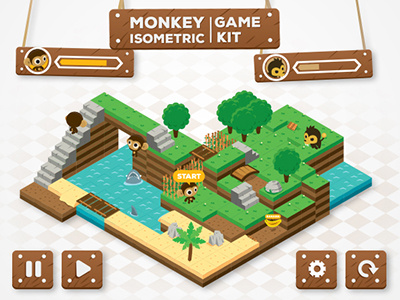 Monkey Isometric Game Kit android assets interface ipad iphone isometric isometric game kit labyrinth map mobile side scrolling