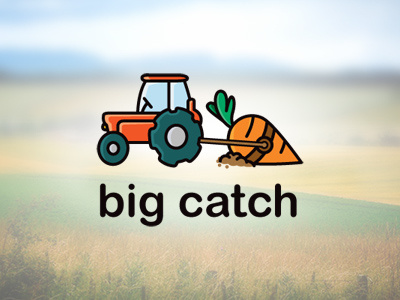 Big Catch agricolture carrot farm farmer fruit garden nature orchard organic outline logo tractor vegetables