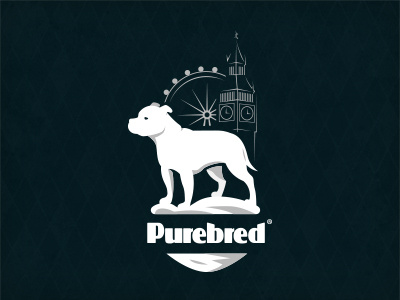Purebred Staffordshire bull terrier Illustration Badge animal badge dog illustration logo london negative space print purebred staffordshire tower white