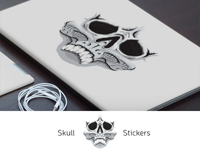 Sticker Skull creepy dark face grunge hollow ink drawing monster relief scary skeleton skull sticker