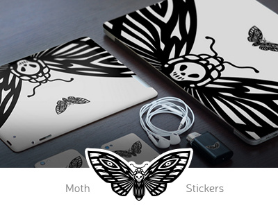 Sticker Moth abstract background illustration ink ink illustration laptop moth negative space print sticker stickers tattoo