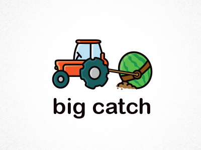 Big Catch Watermelon Version agricolture farm fruit garden nature orchard organic outline logo spring tractor vegetables watermelon