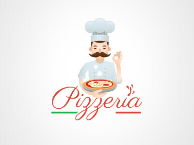 Pizzeria - Funny Mustachioed Italian Logo Mascot chef fast food food logo food mascot italian food italian pizza mascot mustache mustache mascot pizza pizza icon pizzeria