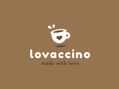 Lovaccino breakfast cafe cappuccino coffee cup love milk mug negative space simple logo