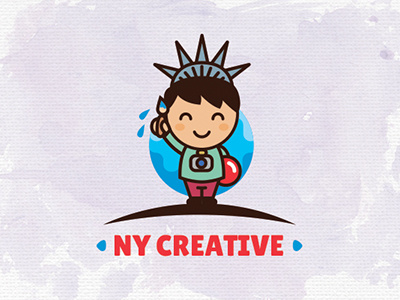 Ny Creative art brush children creative cute joy kid new york outline outline logo statue of liberty tourism