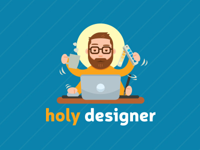 Holy Designer beard coffee computer creative job designer geek hipster holy master study working