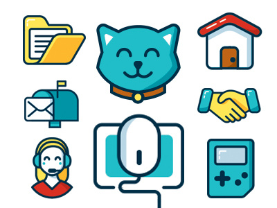 Outline Icons cat colored icons folder funny icons game home icons mail outline icons