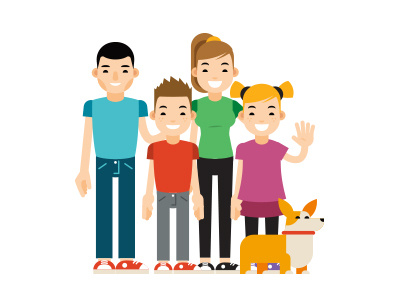 Family Mascots cartoon character children colored mascot dog family family mascot flat kid mascots modern vector mascot