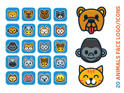 20 Animal Face Logo/Icons Bundle by Manu on Dribbble