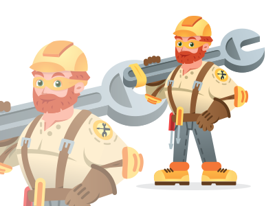 Construction Worker Carpenter Superhero Mascot beard carpenter cartoon character construction handyman man mascot steam superhero worker wrench