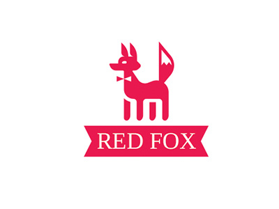 Red Fox - Elegant Fox animal bowtie brand elegant fox geometric logo minimal monochrome red silhouette