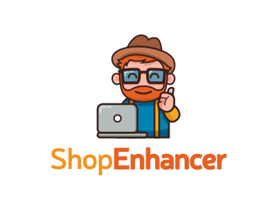 Shop Enhancer beard brand character computer geek hipster logo mascot nerd red shop web