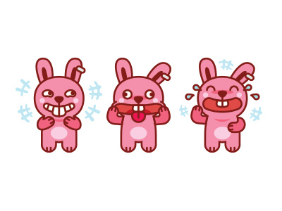Brat Bunny series - laugh bunny cute funny grimacing kids laugh mascot pink smile sticker