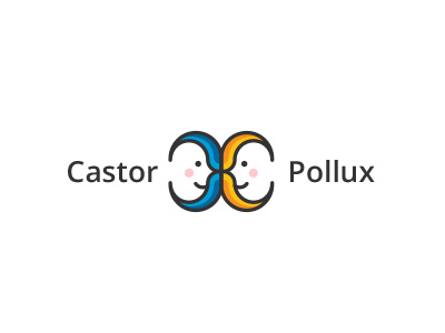 Castor & Pollux face flat god hidden message logo mark mirrored mythological negative space symbol twins zeus