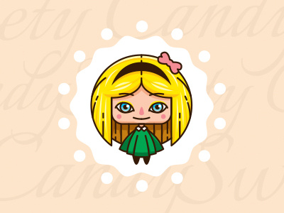 Cute Girl Logo Mascot badge candy cartoon character child cute doll girl hair logo mascot sweet