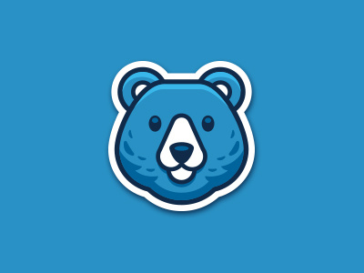 Blue Bear animal bear blue cartoon cool cute sweet face flat icon funny illustration logo mascot