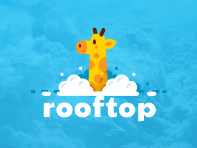 Rooftop animal cartoon character children cloud creative cute education flat funny giraffe icon illustration logo mascot simple sky sweet vector yellow