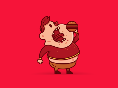 Junk Food burger cartoon character chubby eat fat food funny illustration lifestyles mascot street food