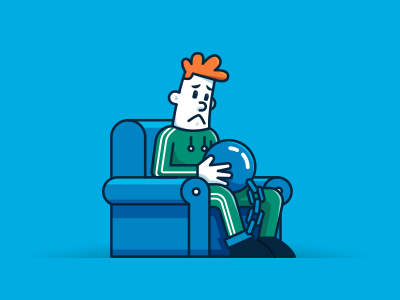 Sedentary blue cartoon chair character gym illustration mascot physical activity prison prisoner sad sedentary sport