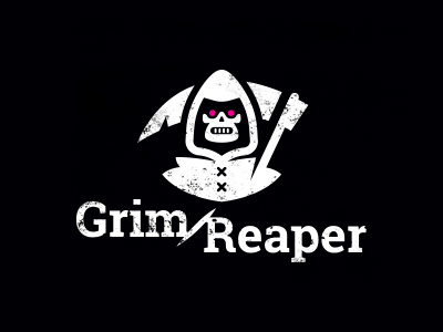 Grim Reaper death fantasy grim reaper halloween horror logo negative space paranormal scary sickle skeleton skull symbol