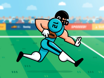 Football Guy Running Illustration athlete athletic cartoon character field football illustration logo mascot running run sport sportswear super bowl touchdown
