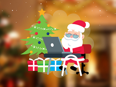 Santa Claus Mascot cartoon christmas christmas tree clip art computer flat gift holiday mascot office santa claus snow