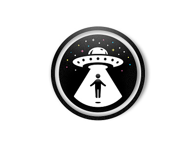 Abducted Logo Badge alien badge bw galaxy human lights logo negative space space spaceship stars ufo