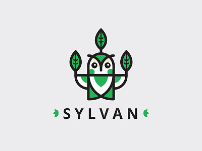 Sylvan biological cute ecology forest green leaf logo mascot monster nature owl totem