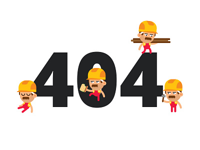 404 Error Page 404 404 error page building cartoon character flat illustration mascot simple under construction web page work