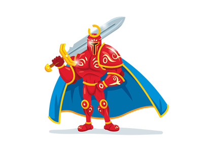 Red Knight Character Illustration armor character fairy tale fantasy hero illustration knight man mascot paladin strong sword