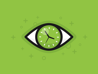 Time illustration clock concept creative eye flat green icon illustration logo time video animation visual